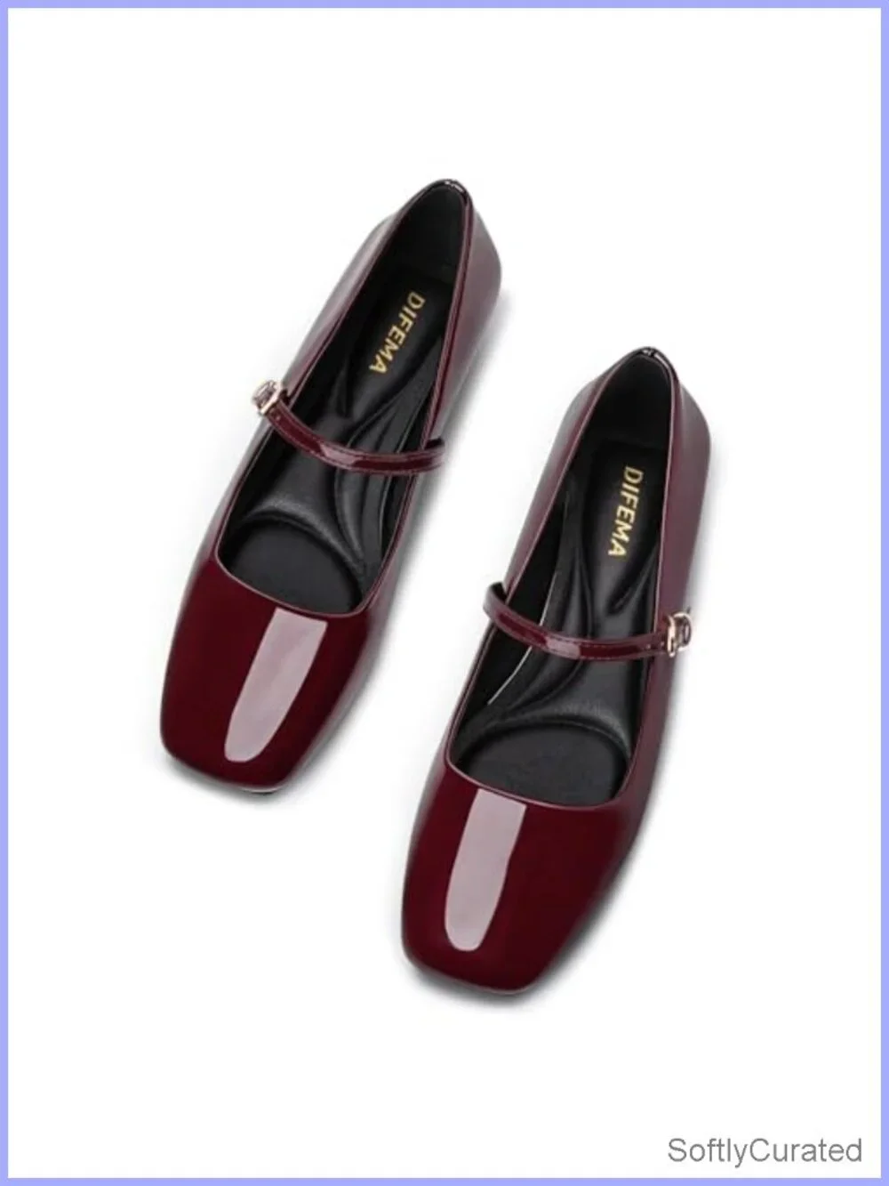 Mary Jane Flats Square Toe Ballet Flats Adjustable Ankle Strap Block Heel
